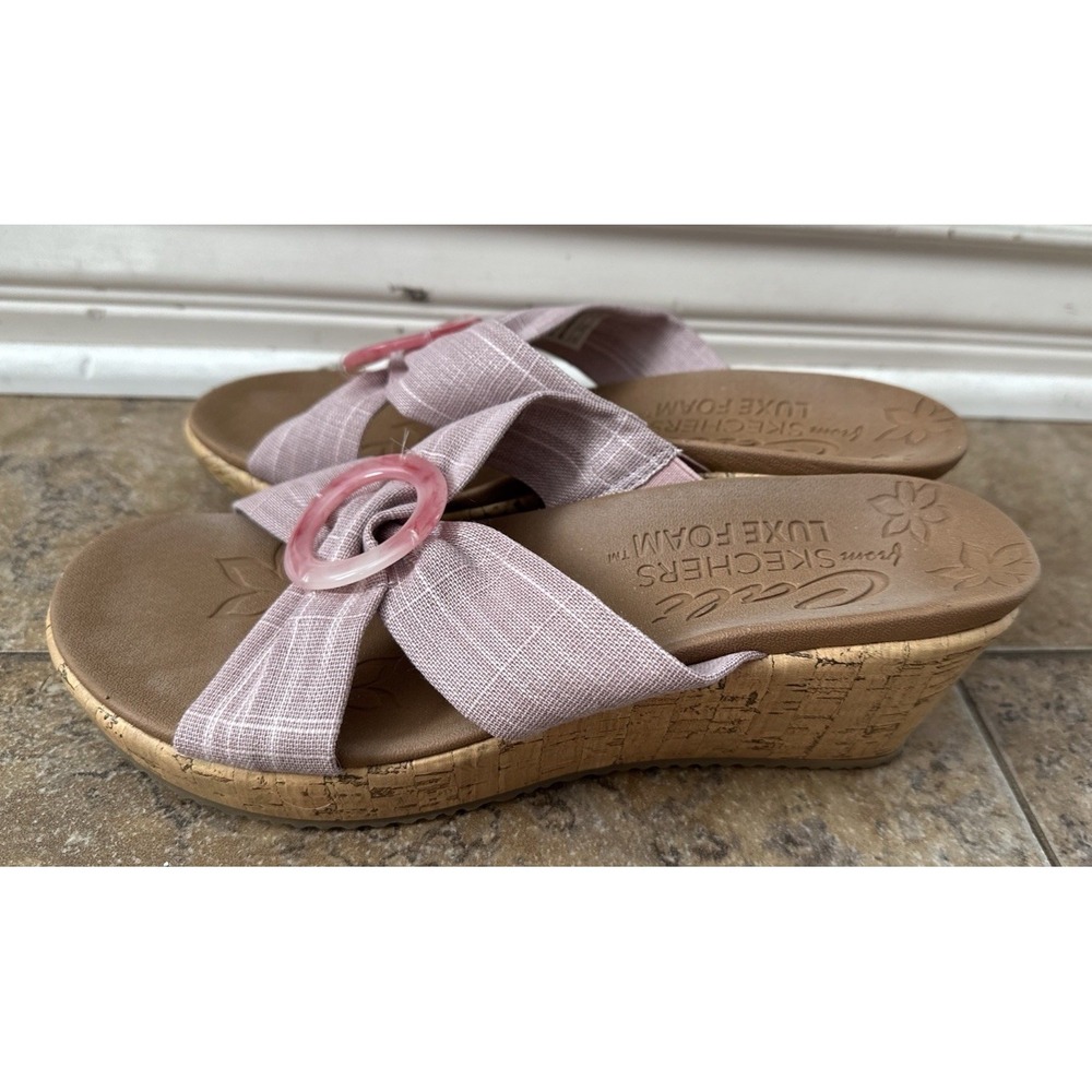 SKECHERS CALI LUX FOAM WOMENS 119327 CORK SLIDE SANDALS SPRING SUMMER SHOES- 9.5 - Picture 2 of 8